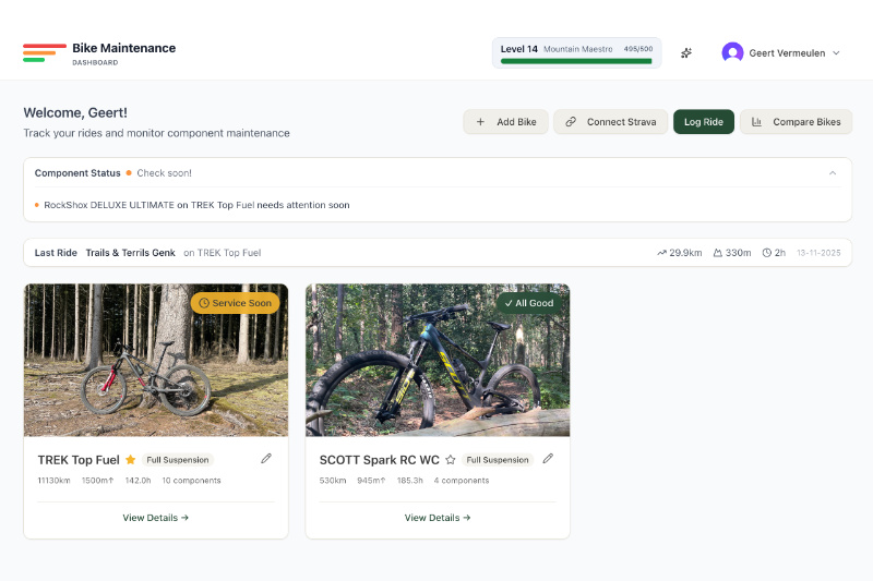 Bike Maintenance Dashboard app